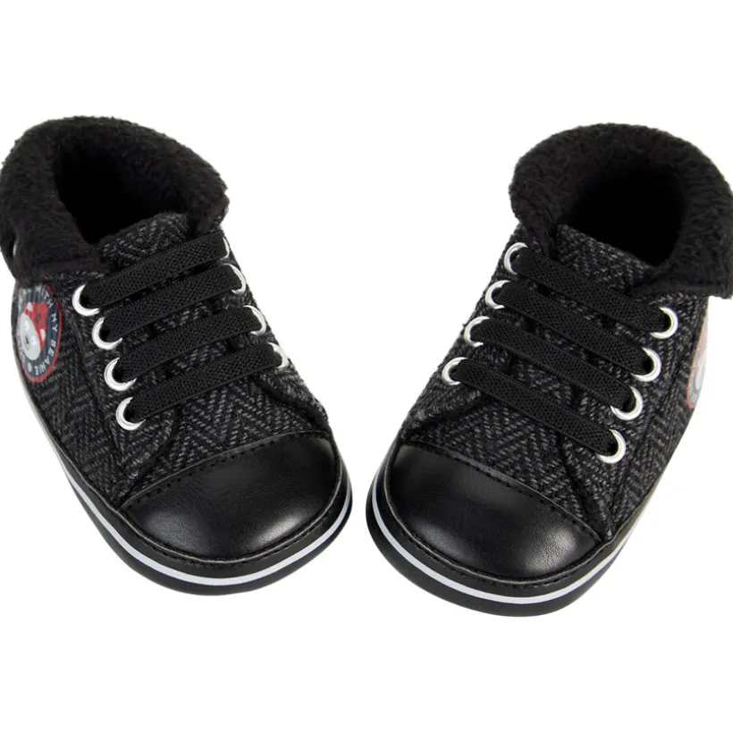 Sneakers met omgeslagen rand in gebreid effect voor babyjongen