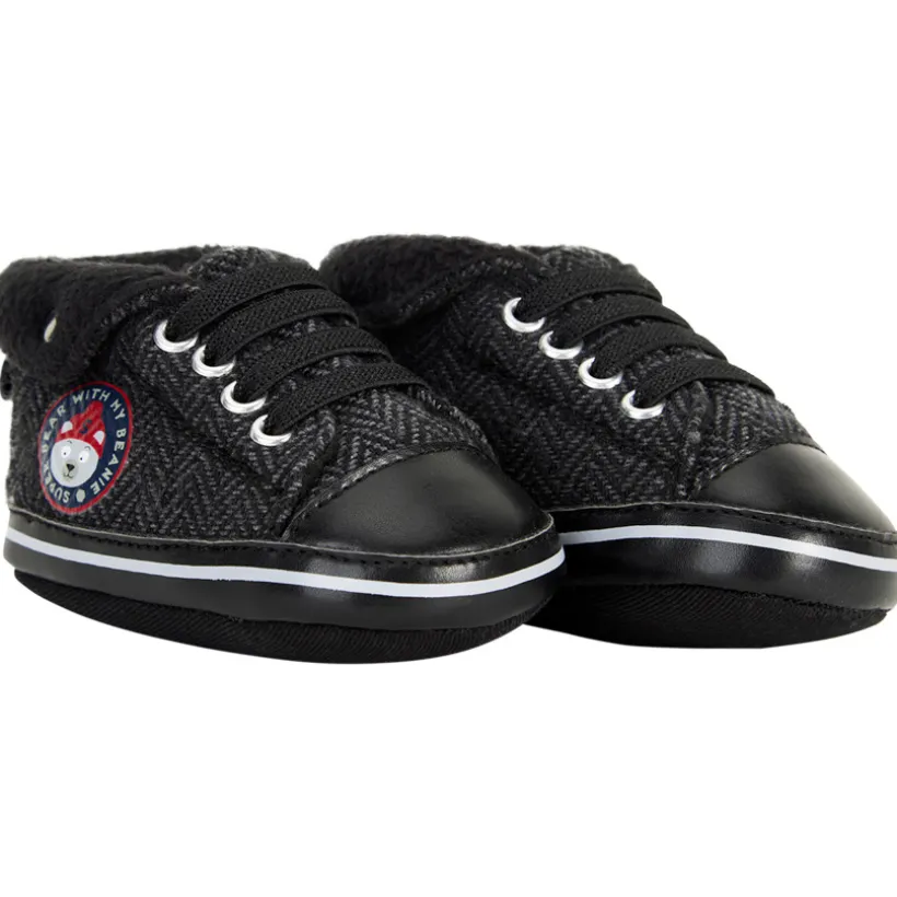Sneakers met omgeslagen rand in gebreid effect voor babyjongen