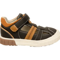 Sneakers met perforaties en leder effect met klittenband voor babyjongen