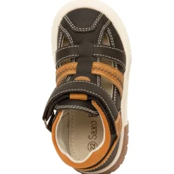 Sneakers met perforaties en leder effect met klittenband voor babyjongen
