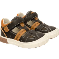 Sneakers met perforaties en leder effect met klittenband voor babyjongen