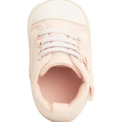 Sneakers met veters van stof en knoop voor baby meisje