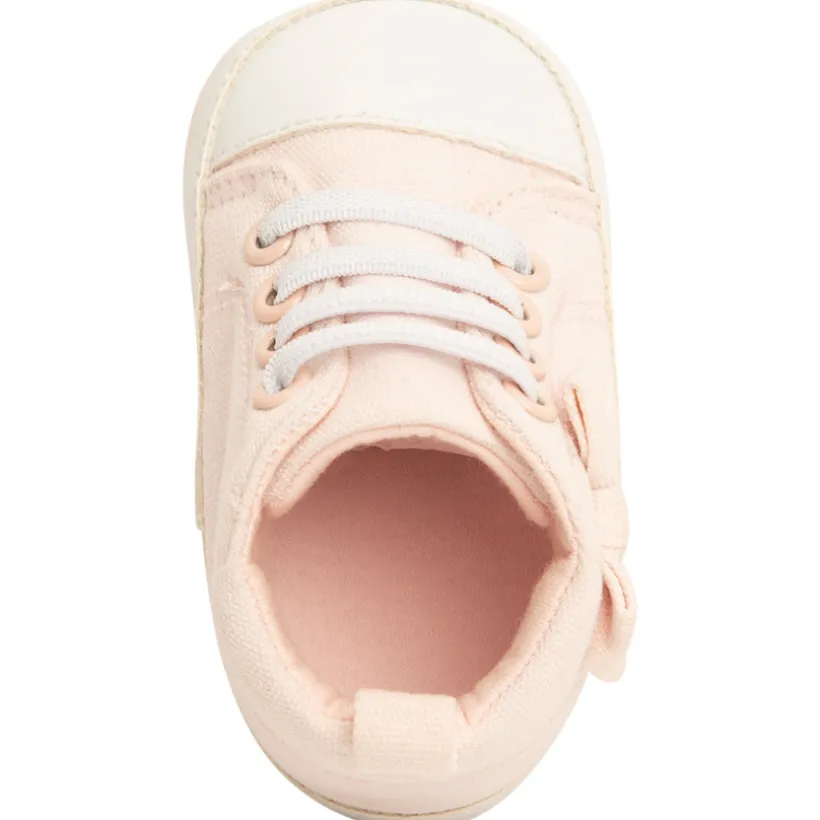 Sneakers met veters van stof en knoop voor baby meisje