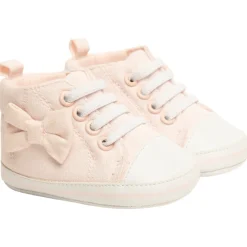 Sneakers met veters van stof en knoop voor baby meisje