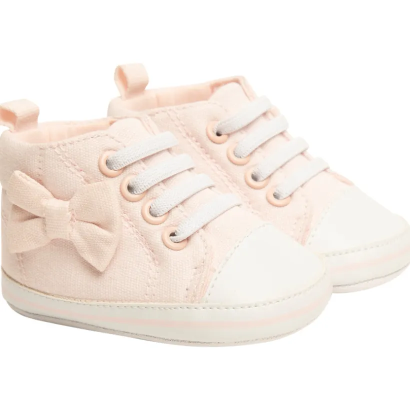 Sneakers met veters van stof en knoop voor baby meisje