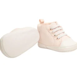 Sneakers met veters van stof en knoop voor baby meisje