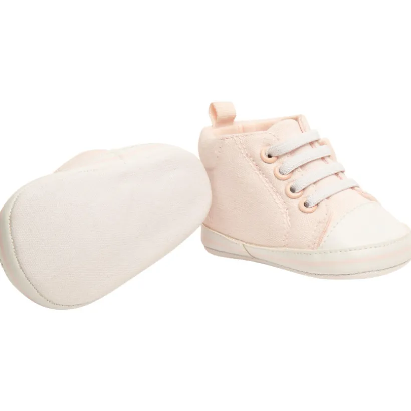 Sneakers met veters van stof en knoop voor baby meisje