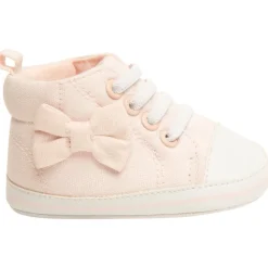 Sneakers met veters van stof en knoop voor baby meisje