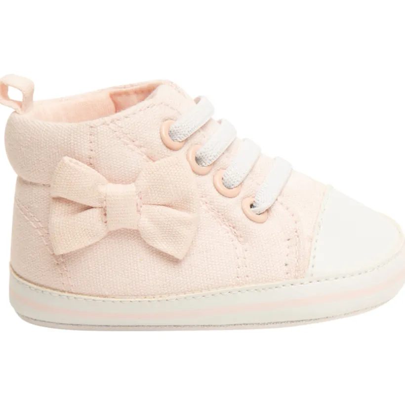 Sneakers met veters van stof en knoop voor baby meisje