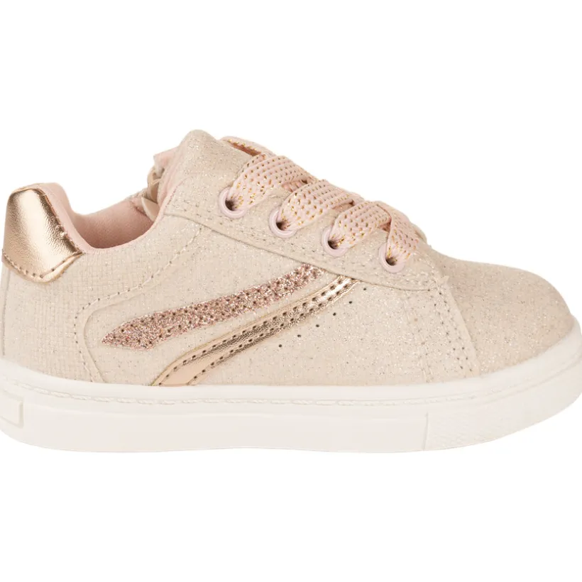Sneakers poederroze met veters en rits voor meisjesbaby