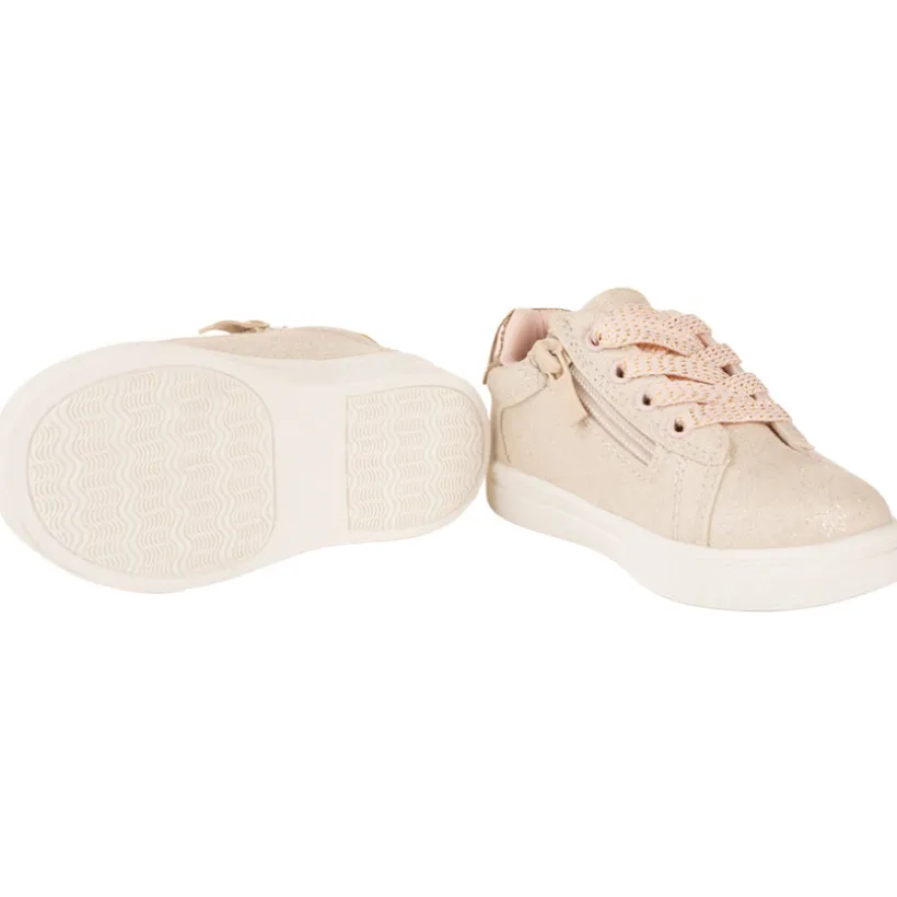 Sneakers poederroze met veters en rits voor meisjesbaby