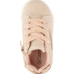 Sneakers poederroze met veters en rits voor meisjesbaby