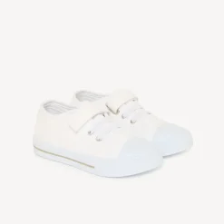 Sneakers witte stof met klittenband voor jongen