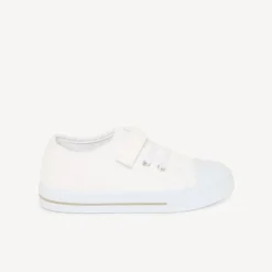 Sneakers witte stof met klittenband voor jongen