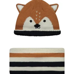 Snood en muts met speelse vos voor baby jongen