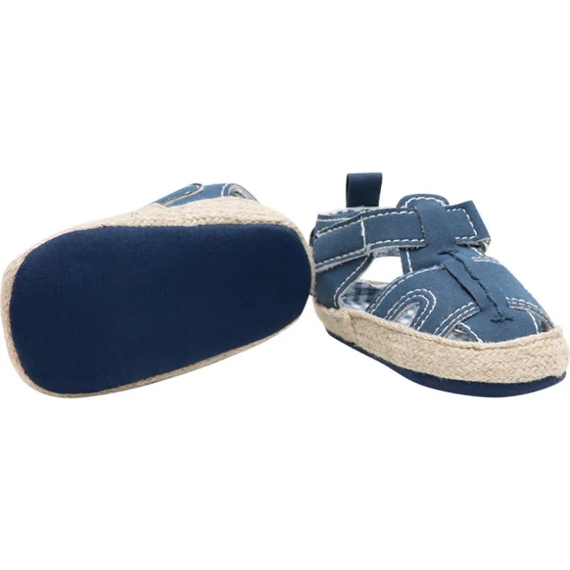 Soepele sandalen met voering van vichy en zool met stro-effect