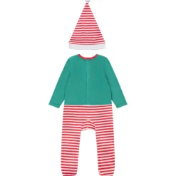 Speelse Kerstelf pyjama + muts voor baby