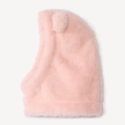 Speelse sherpa capuchon effen roze voor babymeisje