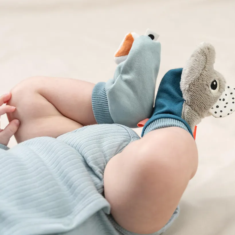 Speelse Sokjes met rammelaar Playground Blauw