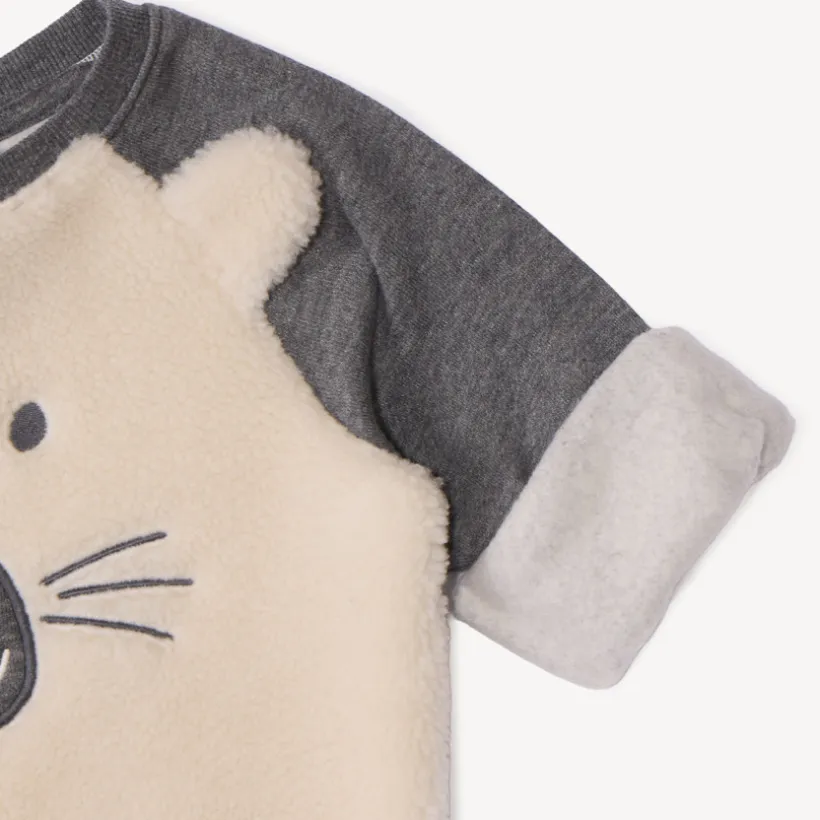 Speelse sweat met twee verschillende stoffen voor babyjongens