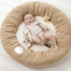 Speeltapijt Teddy Bouclette poef met speelboog - Beige