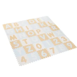 Speeltapijt van schuim met letters en cijfers - Beige