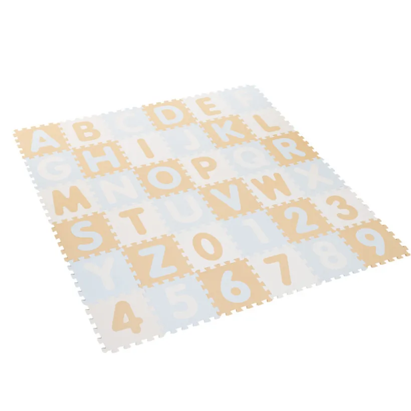 Speeltapijt van schuim met letters en cijfers - Beige