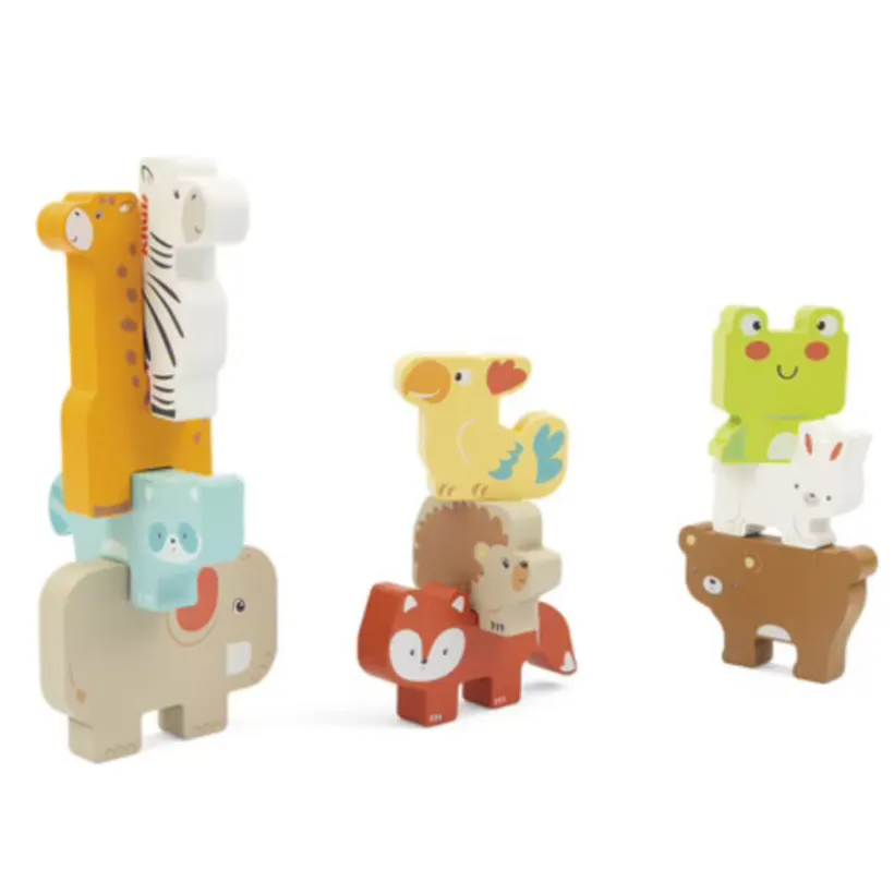 Spel opstabelbare dieren in hout 24m+ 10stks