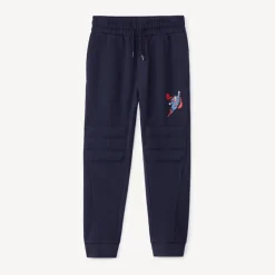 Sportbroek effen Super Man Warner jongens marineblauw met print