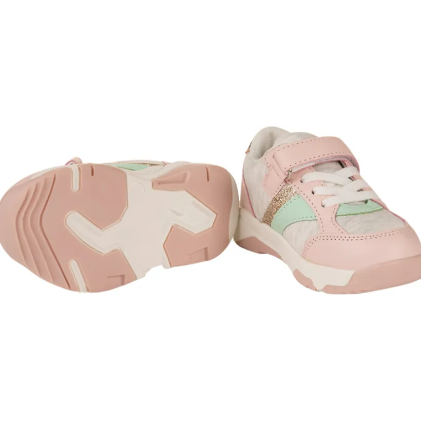 Sportieve sneakers in grijs met veters en klittenband meisjes