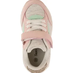 Sportieve sneakers in grijs met veters en klittenband meisjes