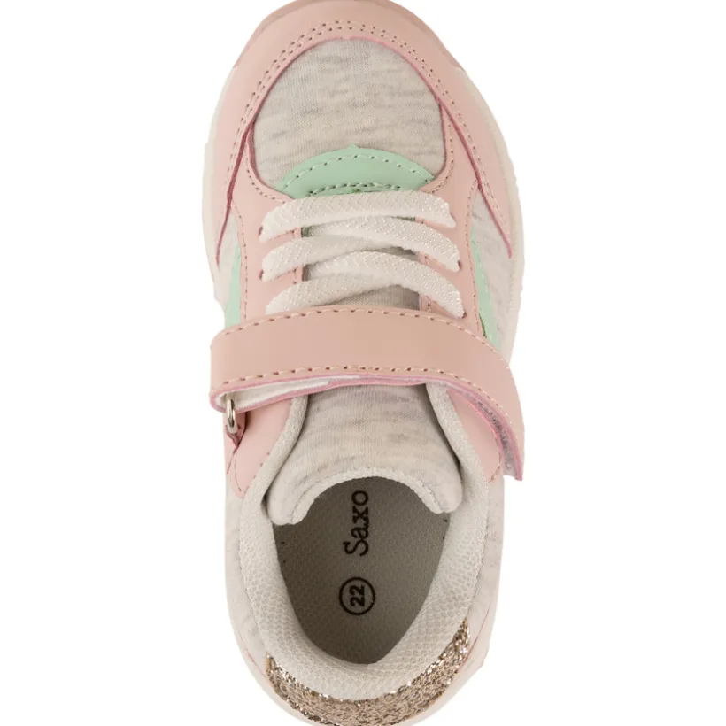 Sportieve sneakers in grijs met veters en klittenband meisjes