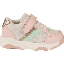 Sportieve sneakers in grijs met veters en klittenband meisjes