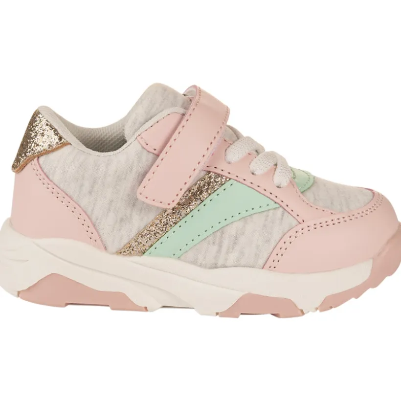Sportieve sneakers in grijs met veters en klittenband meisjes