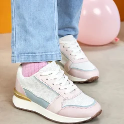 Sportieve sneakers in mesh met inzetstukken meisjes