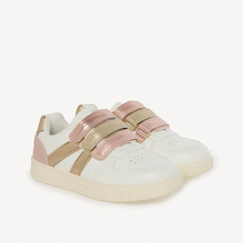 Sportieve sneakers met iriserende roze en gouden velcro's meisjes
