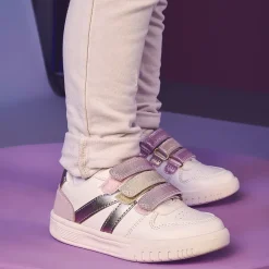 Sportieve sneakers met iriserende roze en gouden velcro's meisjes