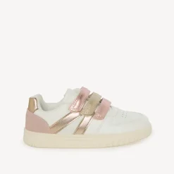 Sportieve sneakers met iriserende roze en gouden velcro's meisjes