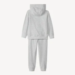 Sportset in effen fleece jongens lichtgrijs gemêleerd
