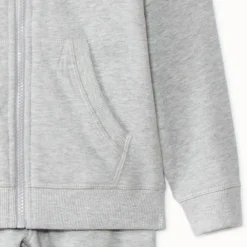 Sportset in effen fleece jongens lichtgrijs gemêleerd