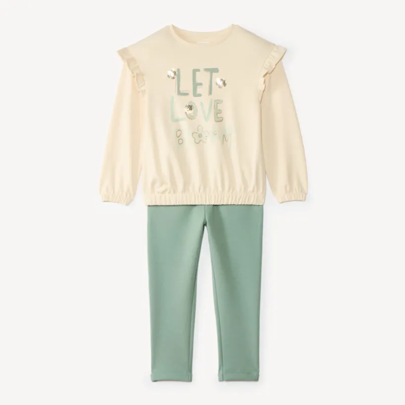 Sportset voor meisjes met pailletten en glitters