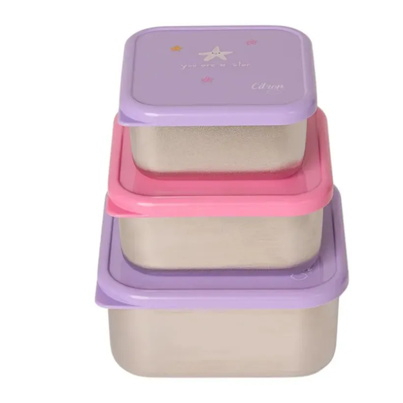Stapelbare lunchbox van roestvrij staal 3STKS Mermaid