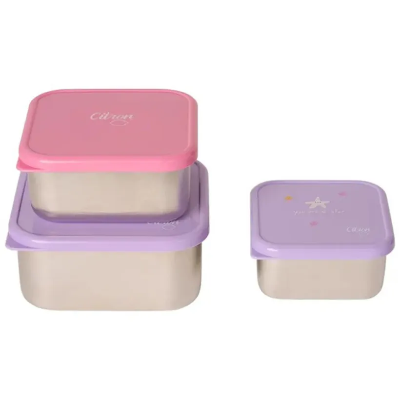 Stapelbare lunchbox van roestvrij staal 3STKS Mermaid
