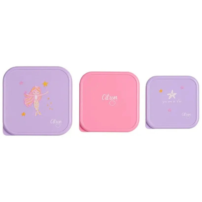 Stapelbare lunchbox van roestvrij staal 3STKS Mermaid