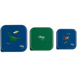 Stapelbare lunchbox van roestvrij staal 3STKS Blue Dino