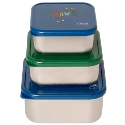 Stapelbare lunchbox van roestvrij staal 3STKS Blue Dino