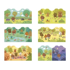 Stickersboek La Forêt van Janod voor creatieve spelletjes vanaf 18 maanden met herpositioneerbare stickers en 7 geïllustreerde scènes