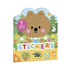 Stickersboek La Forêt van Janod voor creatieve spelletjes vanaf 18 maanden met herpositioneerbare stickers en 7 geïllustreerde scènes