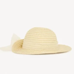 Straw hat met grote strik voor babymeisjes
