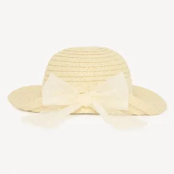 Straw hat met grote strik voor babymeisjes